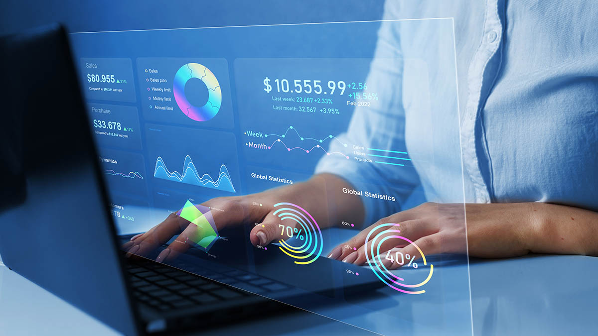 Business analytics dashboard showing pipeline and revenue growth metrics.